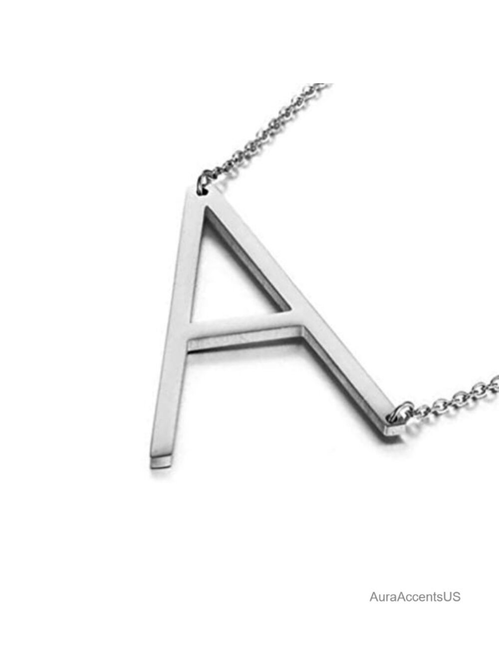 Sideways Initial Necklace 18K Gold Plated Stainless Steel Pendant for Women